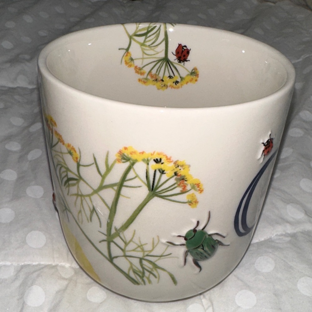 Monogram C Ceramic Mug with Floral & Bug Motif anthropologie - Picture 3 of 6